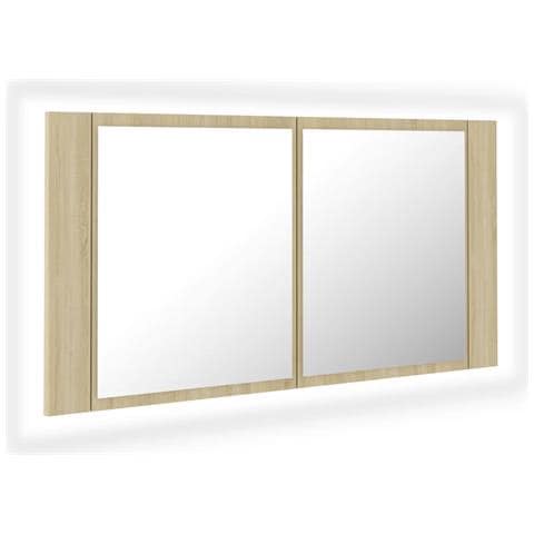 Lusso Casadino - Armadietto A Specchio Con Luci Led Rovere Sonoma In Acrilico - Foto 1