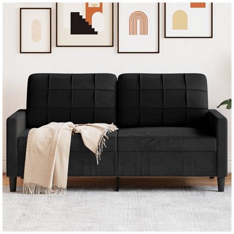 Divano A 2 Posti Nero 140 Cm In Velluto - Foto 8