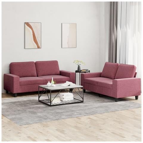 Set Di Divani 2 Pz Rosso Vino In Tessuto - Foto 7