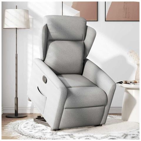 Poltrona Alzapersona Reclinabile Grigio Nuvola in Tessuto - Foto 2