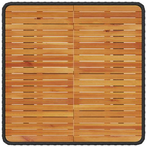 Set da pranzo da giardino 3 pezzi con cuscini nero in poly rattan e acacia - Foto 9