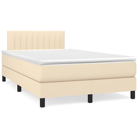 Letto a Molle con Materasso e LED Crema 120x190 cm in Tessuto - Foto 2