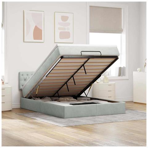 Struttura Letto Pouf con Materasso 140x200 cm in Velluto - Foto 2
