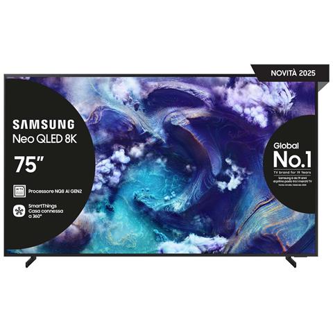 Neo QLED AI TV 75" QE75QN900FTXZT 8K Mini LED, Processore NQ8 AI Gen2, 8K AI Upscaling, Glare Free, Neo Quantum HDR 8K Pro, Dolby Atmos & OTS+, Metal Frame Design, Vision AI Smart TV, 2025 - Foto 1