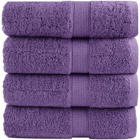 Asciugamani per Ospiti SOLUND 4 pz Viola 30x50 cm 600 g/m² - Foto 1