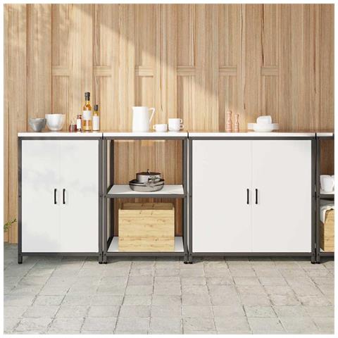 Set di Stoccaggio per Cucina 3 pcs Bianco 210 x 50 x 92 cm - Foto 2