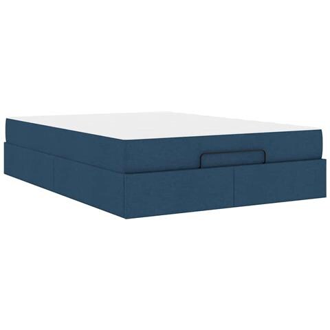 Struttura del letto con archiviazione Blu 140 x 200 cm Tessuto - Foto 1