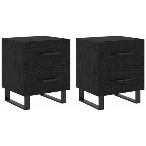 Mobiletti da Notte 2 pcs Rovere nero 40 x 35 x 47,5 cm - Foto 1