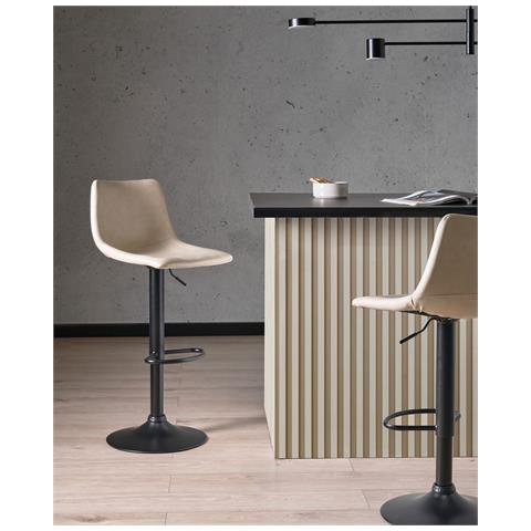 Set Di 2 Sgabelli Da Bar Lebrija Pelle Sintetica Beige Chiaro - Foto 1