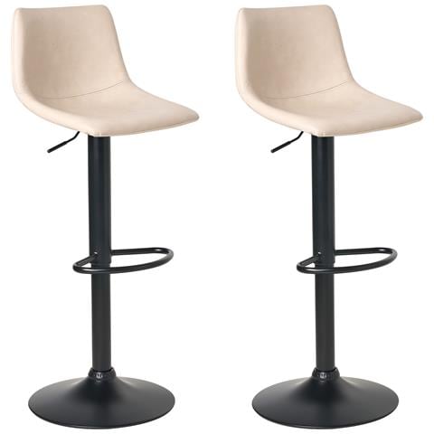 Set Di 2 Sgabelli Da Bar Lebrija Pelle Sintetica Beige Chiaro - Foto 2