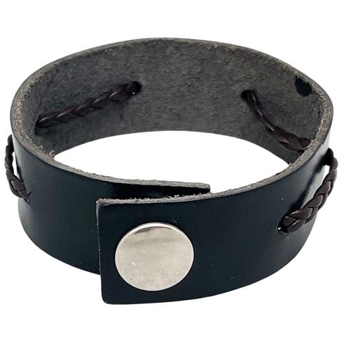 Bracciale In Pelle Nera Con Intreccio - Foto 4