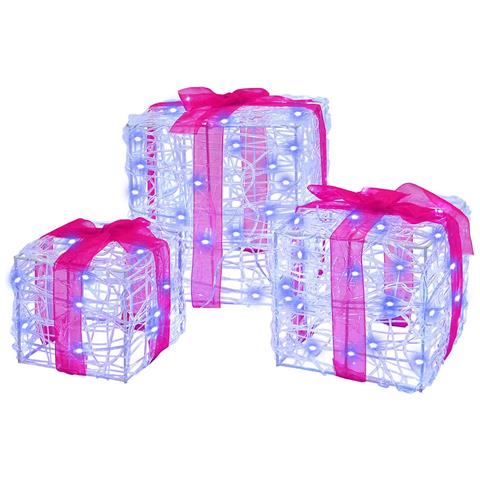 Scatola Regalo con 60 LED 3 pcs Blu 20 x 20 x 20 cm Acrilico - Foto 1