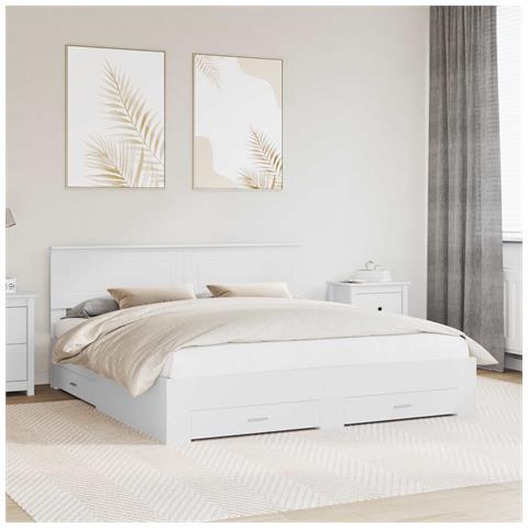 Struttura del letto Bianco 200 x 200 cm Legno multistrato - Foto 2