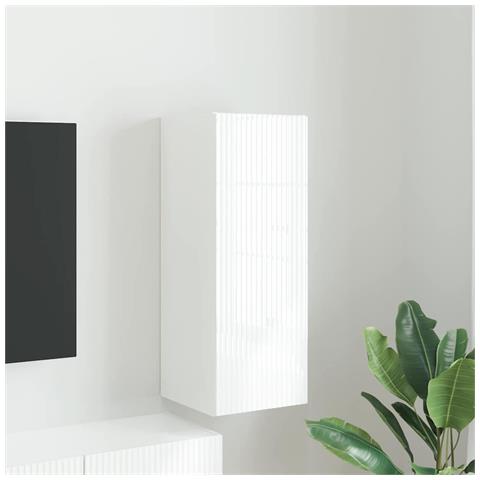 Mobile TV da parete Bianco Lucido 30 x 31 x 80 cm - Foto 2