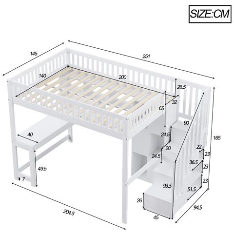 Letto Soppalco Matrimoniale Con Led, Scaffali E Scala Organizzativa - Foto 3