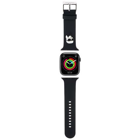 Bracciale Per Apple Watch 38 / 40 / 41mm In Silicone Con Motivo Karl Head, Nero - Foto 2