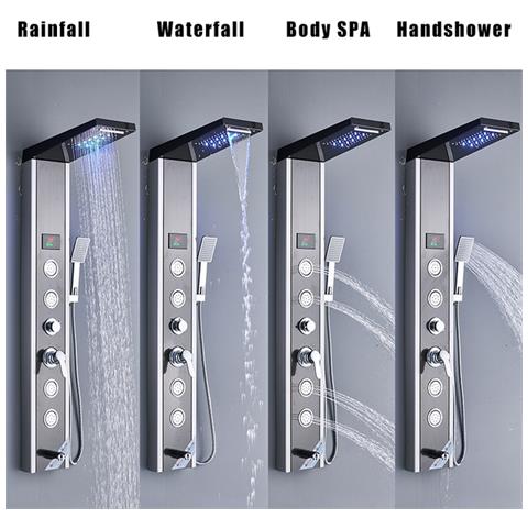 Pannello doccia, Blackswan, modello M9004 nero con LED, display digitale, bocca e funzioni SPA, dimensioni 112 cm - Foto 4