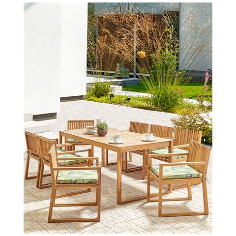 Set Di 8 Sedie Da Giardino Con Cuscini Sassari Ii Legno Di Acacia Certificato Verde - Foto 1