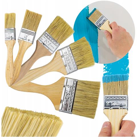 Set Di Pennelli Sintetici Per Pittura - 5 Misure: 1"", 1,5"", 2"", 2,5"", 3"" | Alta Qualità, Versatilità | Per Muri E Mobili - Foto 1