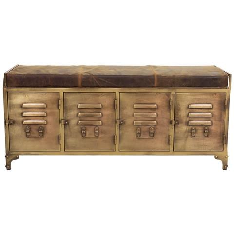 Sgabello In Metallo E Pelle Marrone 120x40x51h - Foto 2