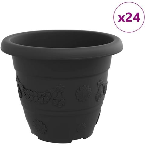 Vaso Rotondo per Fiori 24 pcs Nero Ø 26 x 21.5 cm Plastica - Foto 1