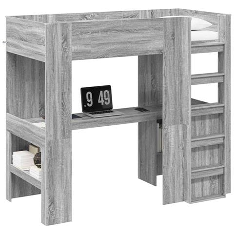 Struttura letto a castello con scrivania Grigio Sonoma - Foto 1