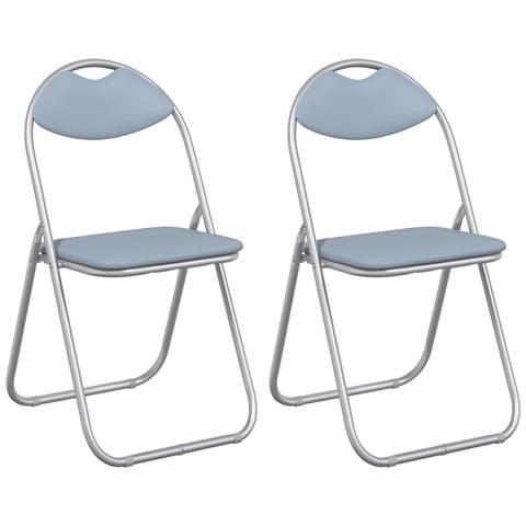 Sedia pieghevole 2 pcs Grigio 48 x 43,5 x 81 cm Pelle Sintetica - Foto 1
