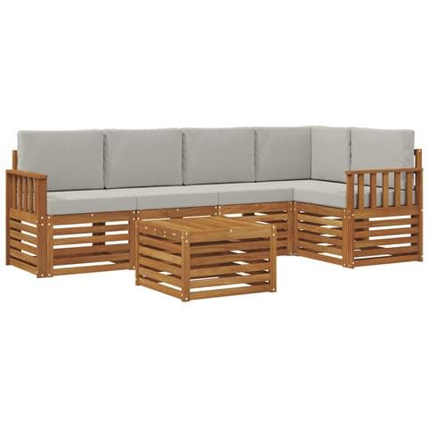 Set divani con cuscino 6 pcs Grigio Naturale e Chiaro - Foto 1