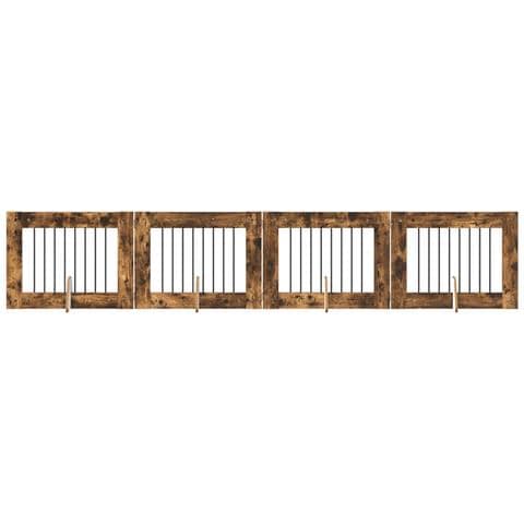 Cancello per cani con supporti 4 pcs Rovere Fumo 80 x 60 cm - Foto 1