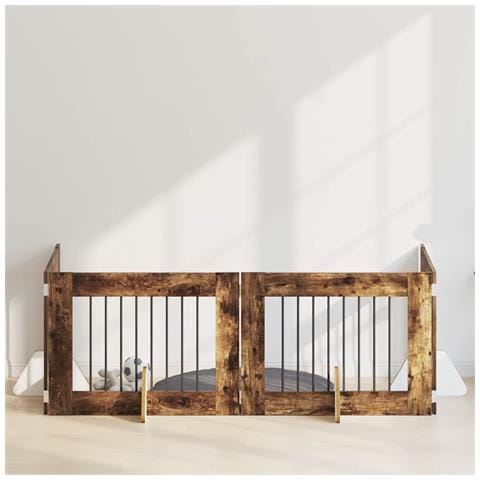 Cancello per cani con supporti 4 pcs Rovere Fumo 80 x 60 cm - Foto 2
