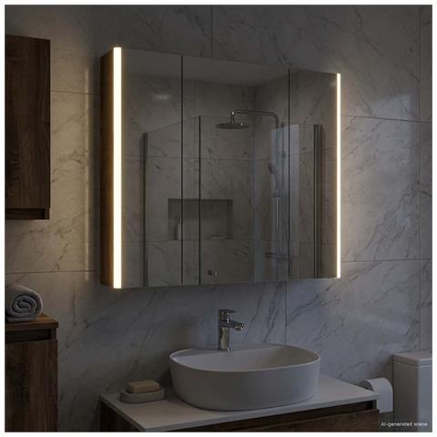 Mobiletto per specchio da bagno Rovere fumé 83,5 x 15,5 x 70 cm - Foto 2
