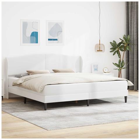 Struttura del letto con testiera Bianco 200 x 200 cm Similpelle - Foto 2
