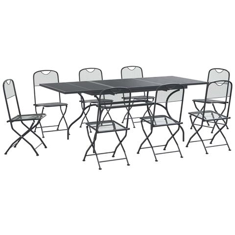 Set da Pranzo per Giardino 9 pcs Antracite 212 x 90 x 76 cm - Foto 1