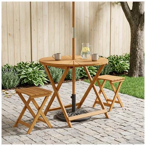Tavolo da Giardino Pieghevole Naturale Ø90 x 75 cm - Foto 2