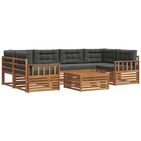 Set di divani da esterno con cuscino 7 pcs Naturale e Antracite - Foto 1