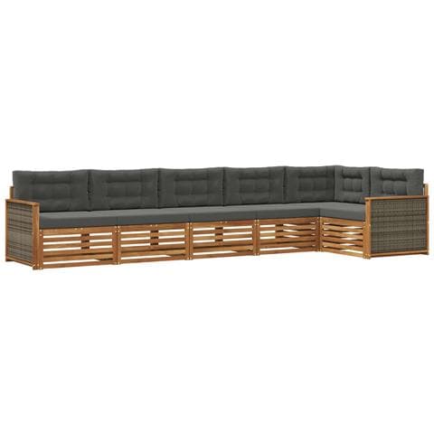 Set di divani da esterno con cuscino 6 pcs Naturale e Antracite - Foto 1