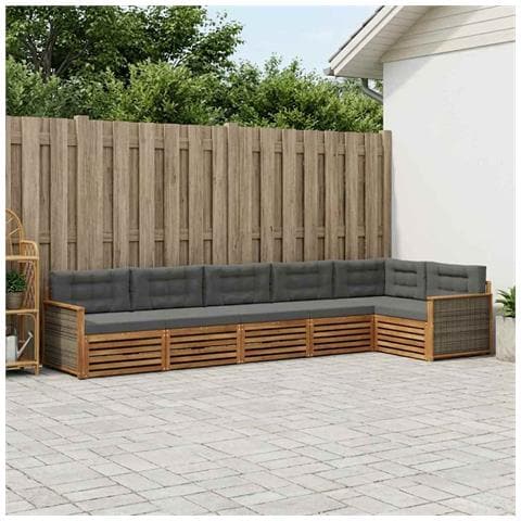 Set di divani da esterno con cuscino 6 pcs Naturale e Antracite - Foto 2