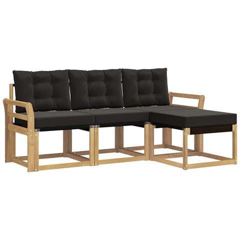 Set di divani da esterno con cuscino 4 pcs Bianco e Nero - Foto 1