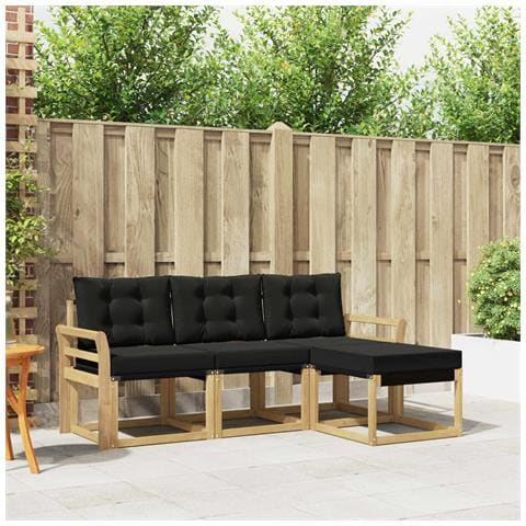 Set di divani da esterno con cuscino 4 pcs Bianco e Nero - Foto 2