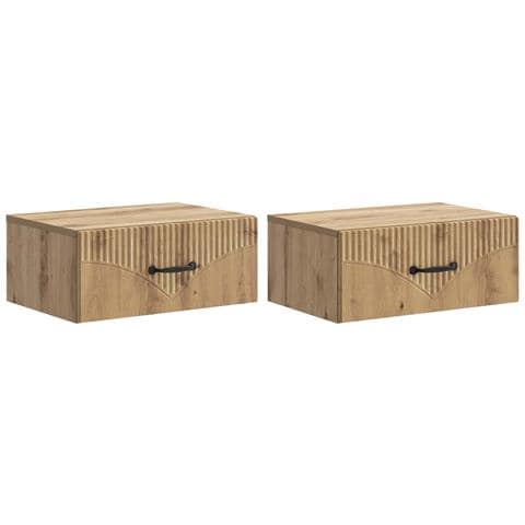 Mobiletto da notte a muro con cassetto 2 pcs Rovere Artigianale - Foto 1