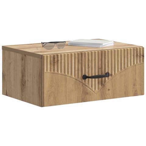 Mobiletto da notte a muro con cassetto 2 pcs Rovere Artigianale - Foto 2