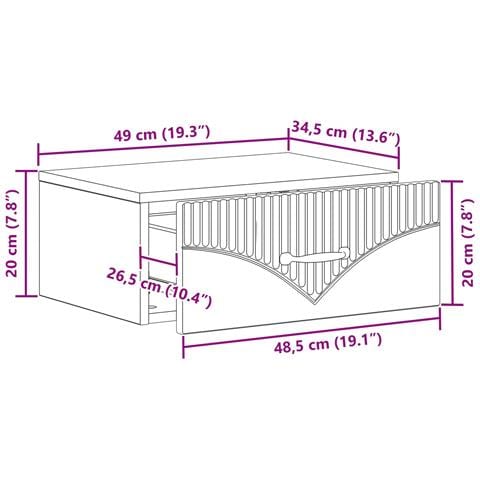 Mobiletto da notte a muro con cassetto 2 pcs Rovere Artigianale - Foto 9