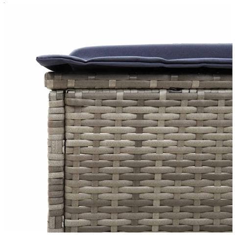Lettino prendisole con Tavolino e Cuscino in Polyrattan Grigio - Foto 9