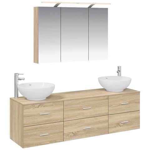Set di mobili per il bagno 4 pcs Rovere Sonoma - Foto 1