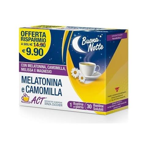 Melatonina e Camomilla Act 30 Bustine Solubili Senza Zuccheri - Foto 1
