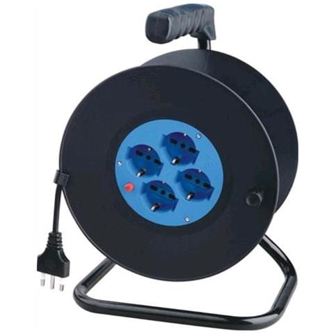 AVVOLGICAVO Elettrico CIVILE 25 mt 4 prese 2P+T 16A Schuko bipasso - Foto 1
