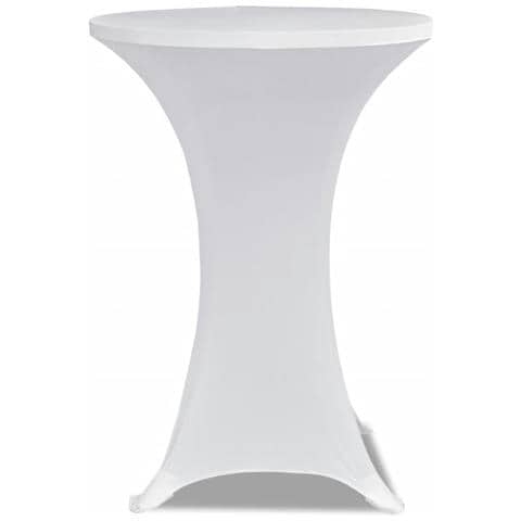 Copritavolo ?70 Cm Bianco Tessuto Elasticizzato 2 Pezzi - Foto 2