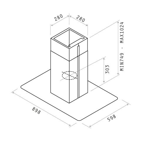 Cappa a Isola Tribe Island IX Aspirante 90cm Colore Acciaio Inossidabile - Foto 5