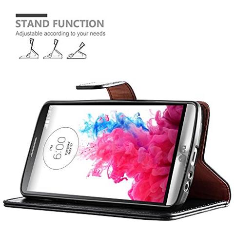 Custodia Compatibile Con Lg G3 In Nero Grafite - Coperchio Protettiva Con Chiusura Magnetica, Funzione Stand E Tasca Per Le Carte - Foto 2