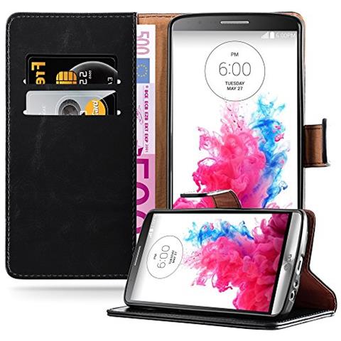 Custodia Compatibile Con Lg G3 In Nero Grafite - Coperchio Protettiva Con Chiusura Magnetica, Funzione Stand E Tasca Per Le Carte - Foto 1